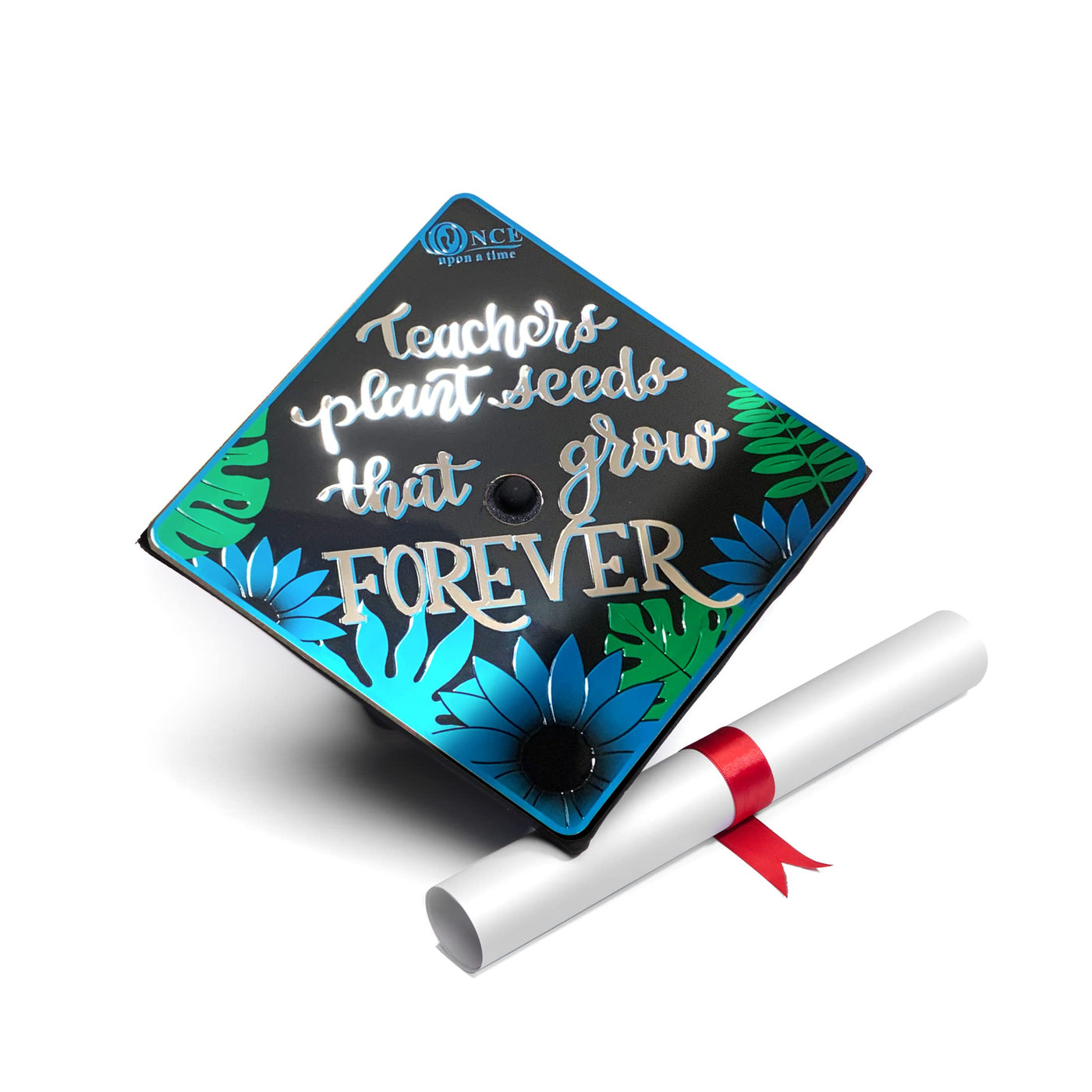 Aluminum Graduation Cap Topper, Graduation Cap Decorations, Teachers Plant Seeds That Grow Forever