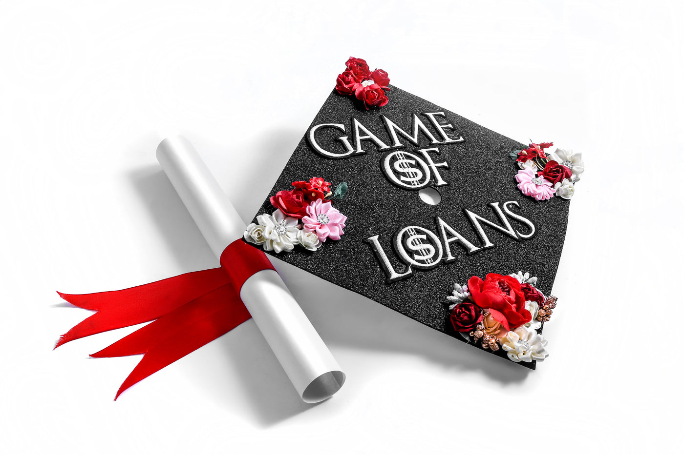 Handmade Graduation Cap Topper, Graduation Cap Decorations, Game of Loans