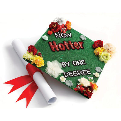 Handmade Graduation Cap Topper, Graduation Cap Decorations, Now Hotter by One Degree