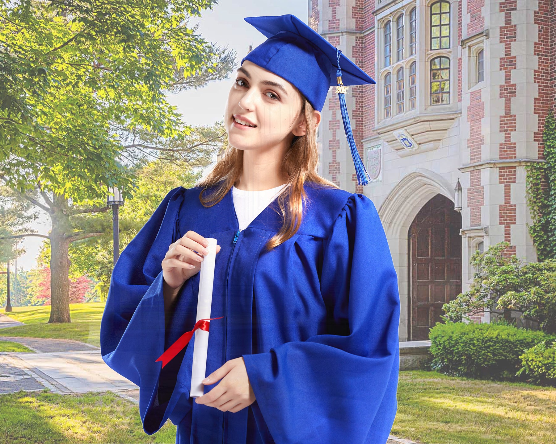 Graduation Cap and Gown with 2024 Tassel for College or High School, Unisex  Blue | eBay