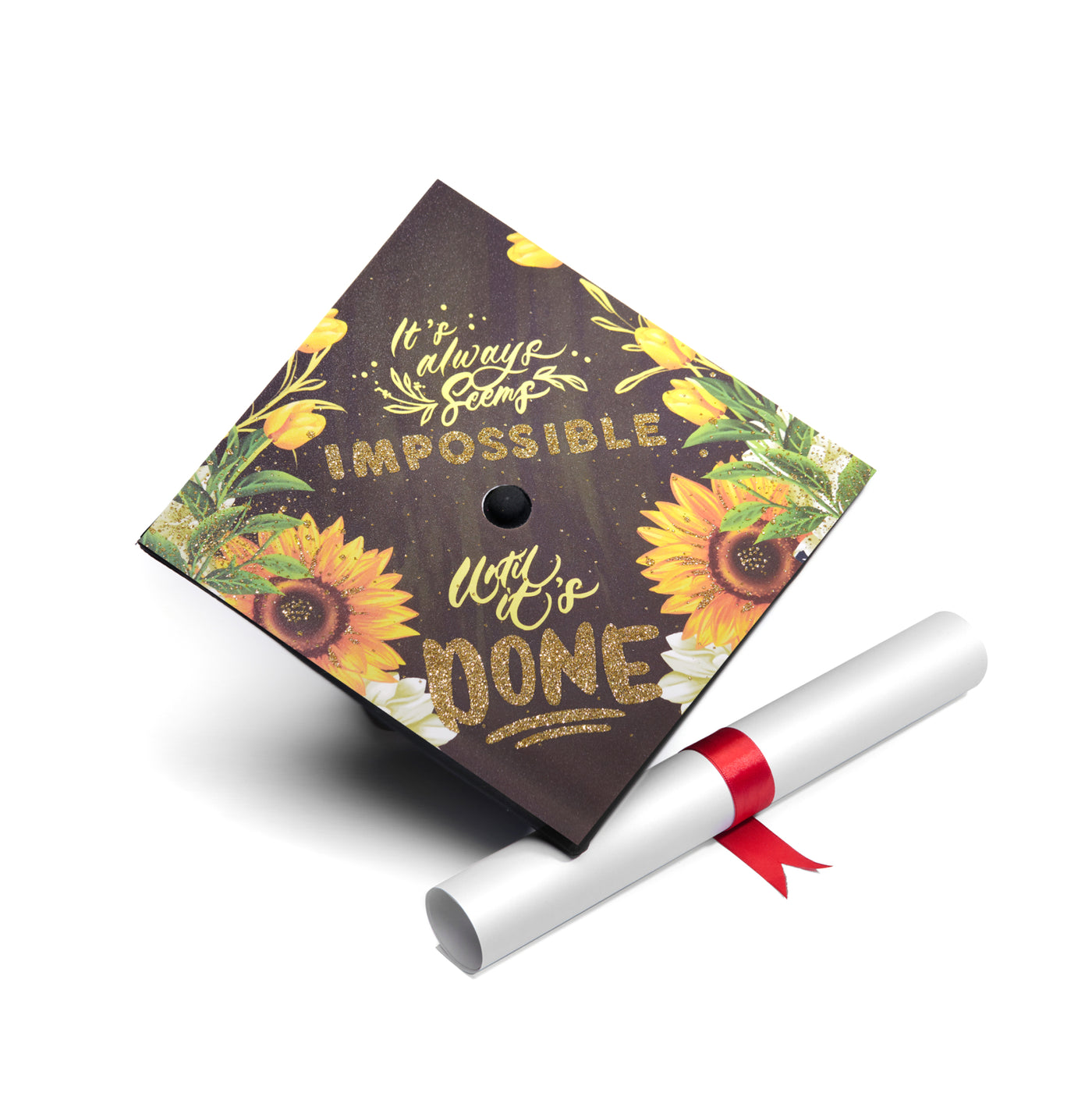 Graduation cap topper art print, It always seems impossible until it’s done