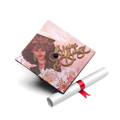 Graduation cap topper art print, Brains and beauty