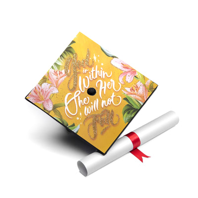 Graduation cap topper art print, God is within her she will not fall