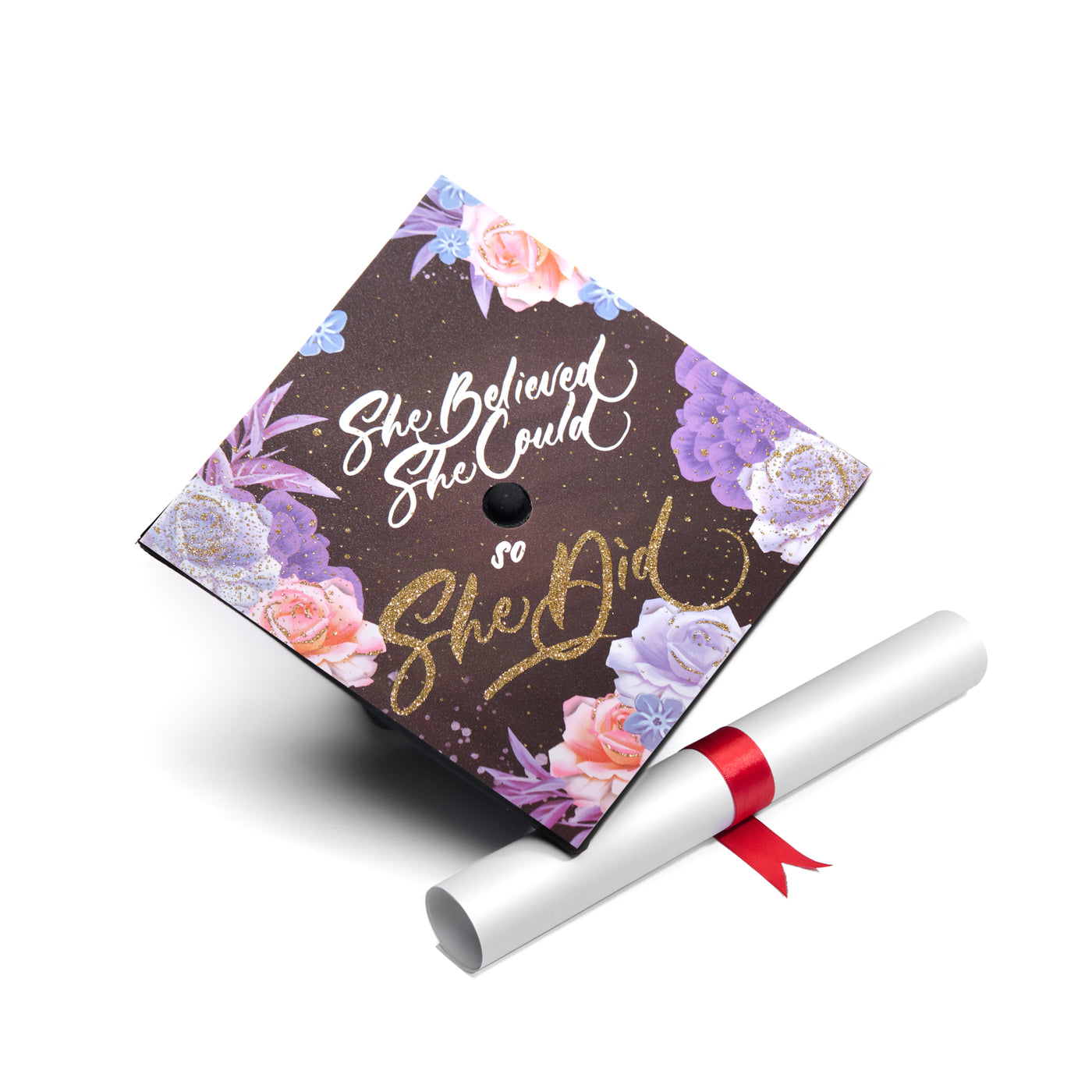 Graduation cap topper art print, She believed she could so she did