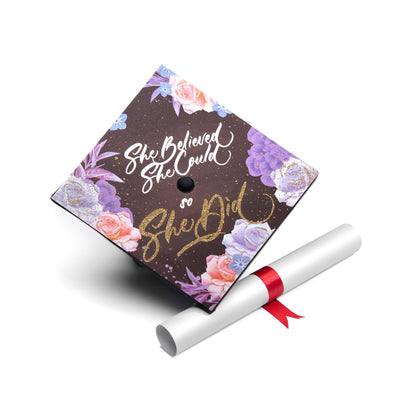 Graduation cap topper art print, She believed she could so she did