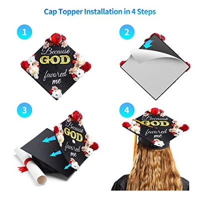 Handmade Graduation Cap Topper, Graduation Cap Decorations, Because God Favored Me