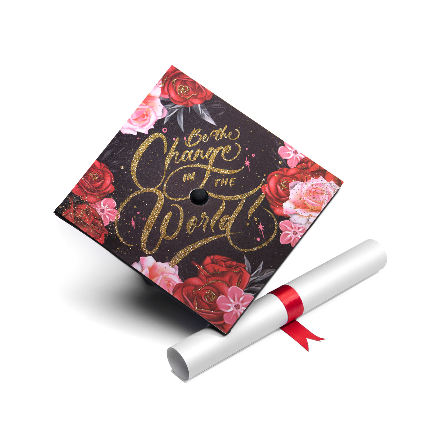 Graduation cap topper art print, Be the change in the world