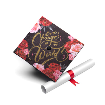 Graduation cap topper art print, Be the change in the world
