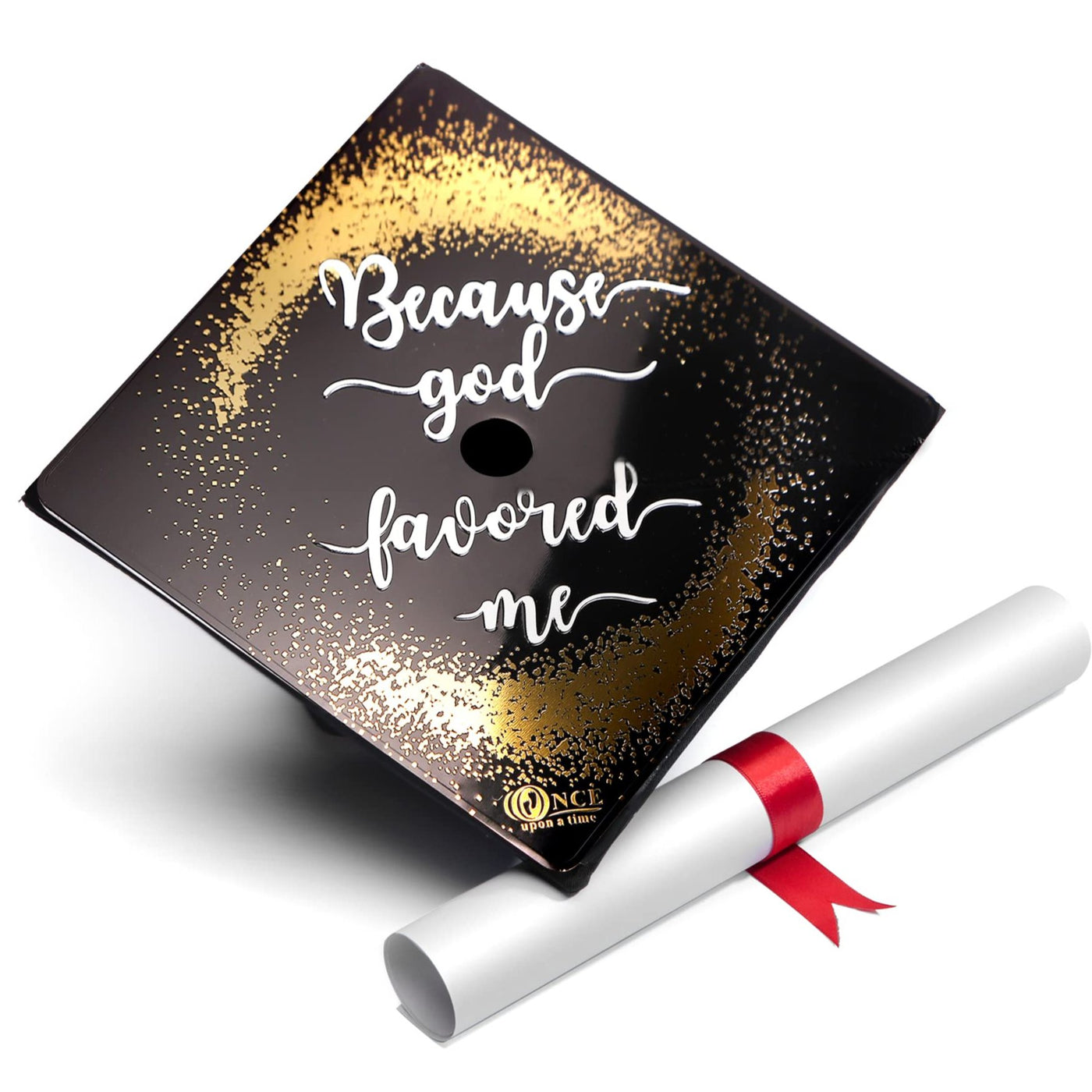 Aluminum Graduation Cap Topper, Because God Favored Me, Graduation Cap Decorations