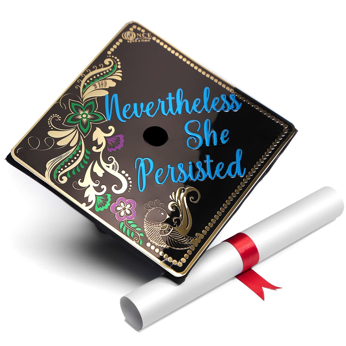 Aluminum Graduation Cap Topper, Graduation Cap Decorations, Nevertheless She Persisted