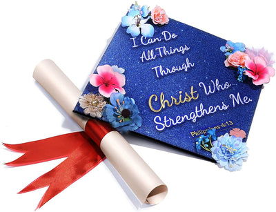 Handmade Graduation Cap Topper, Graduation Cap Decorations, I Can Do All Things Through Christ