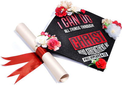 Handmade Graduation Cap Topper, Graduation Cap Decorations, I Can Do All Things Through Christ