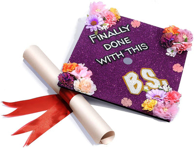 Handmade Graduation Cap Topper, Graduation Cap Decorations, Finally Done with This B.S.