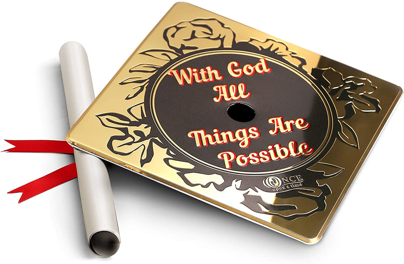 Aluminum Graduation Cap Topper, With God All Things Are Possible, Graduation Cap Decoration