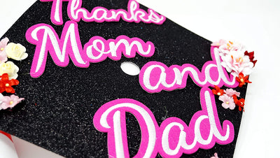 Handmade Graduation Cap Topper, Graduation Cap Decorations, Thanks Mom and Dad