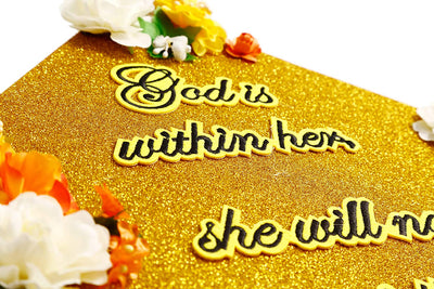 Handmade Graduation Cap Topper, Graduation Cap Decorations, God Is Within Her She Will Not Fall