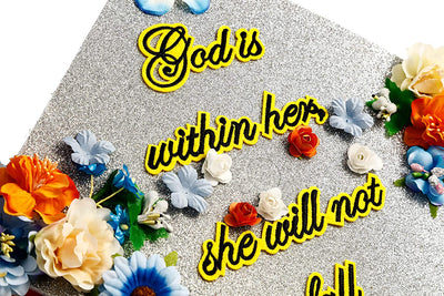 Handmade Graduation Cap Topper, Graduation Cap Decorations, God Is Within Her She Will Not Fall