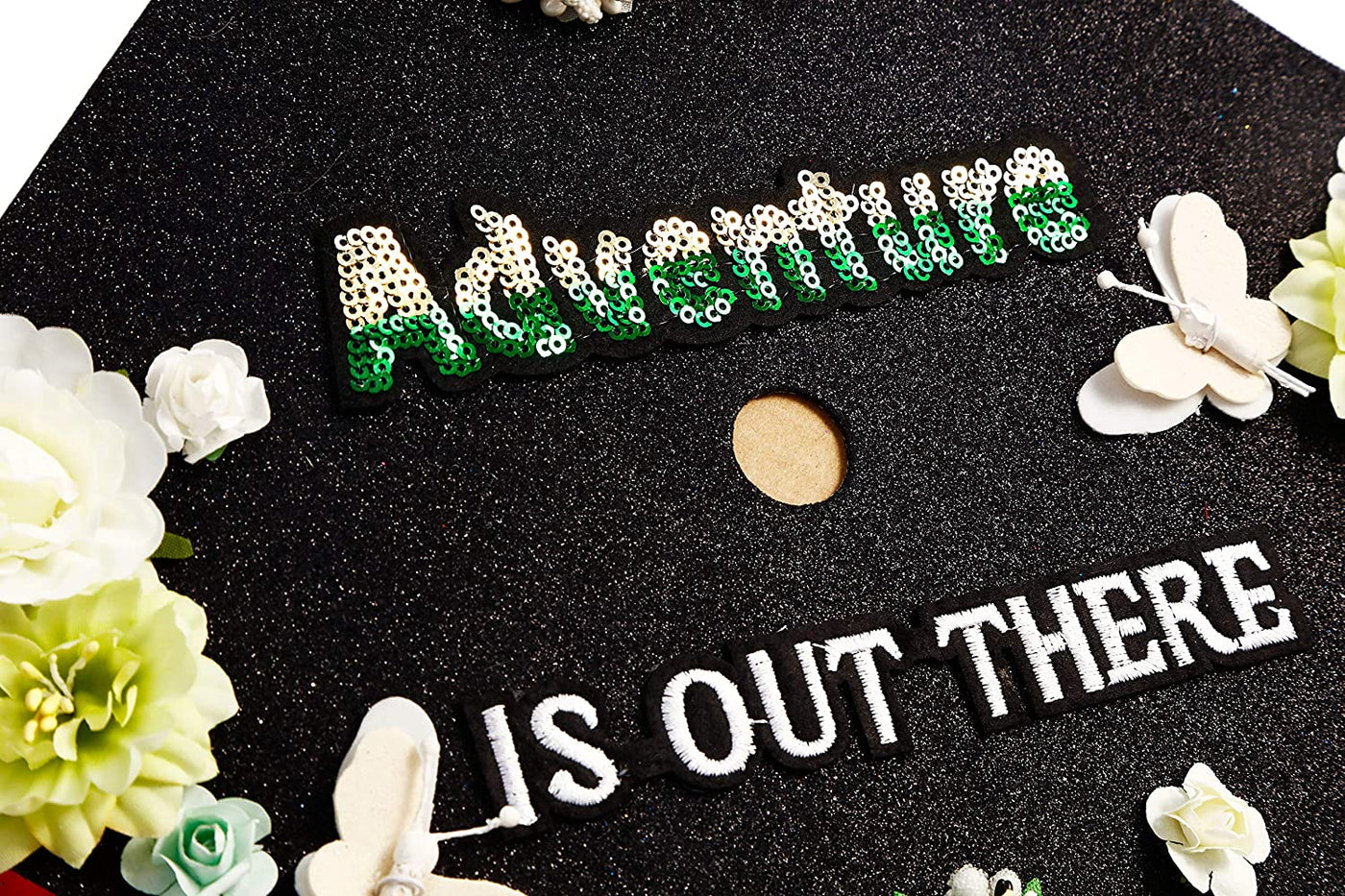 Handmade Graduation Cap Topper, Graduation Cap Decorations, Adventure Is Out There