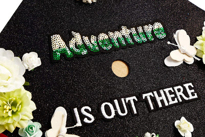 Handmade Graduation Cap Topper, Graduation Cap Decorations, Adventure Is Out There