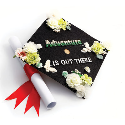 Handmade Graduation Cap Topper, Graduation Cap Decorations, Adventure Is Out There