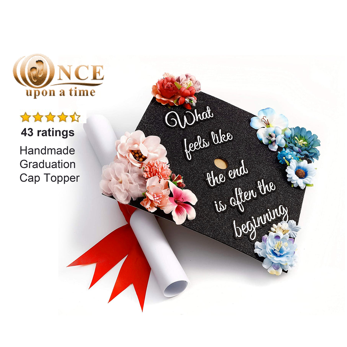 Handmade Graduation Cap Topper, Graduation Cap Decorations, What Feels Like The End