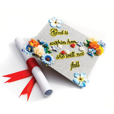 Handmade Graduation Cap Topper, Graduation Cap Decorations, God Is Within Her She Will Not Fall