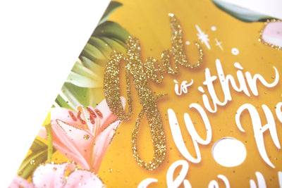 Graduation cap topper art print, God is within her she will not fall