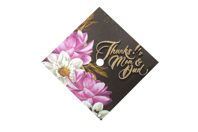 Graduation cap topper art print, Thanks mom & dad