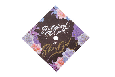 Graduation cap topper art print, She believed she could so she did