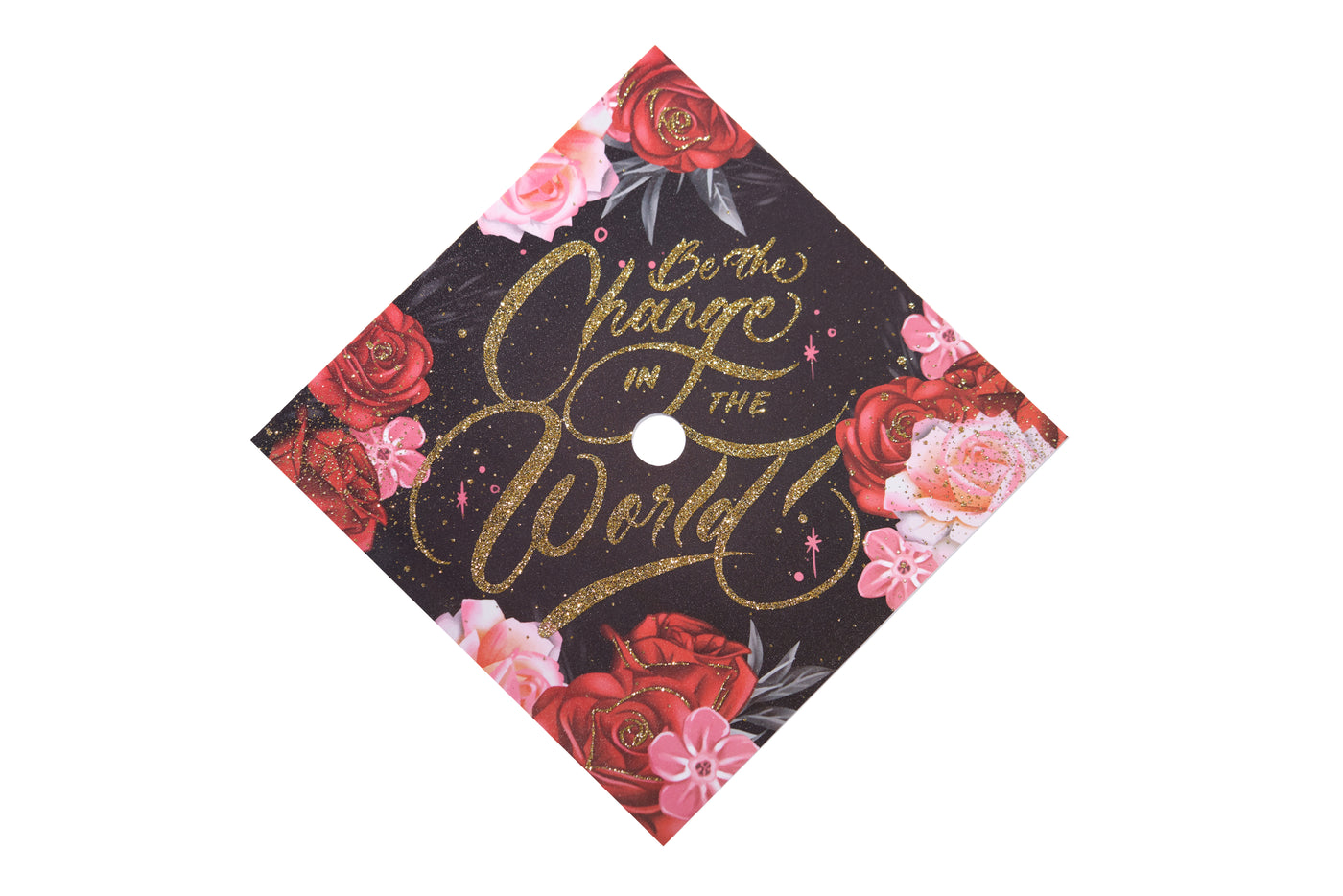 Graduation cap topper art print, Be the change in the world