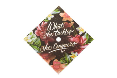 Graduation cap topper art print, What she tackles she conquers