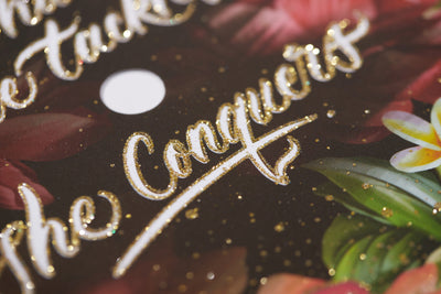Graduation cap topper art print, What she tackles she conquers