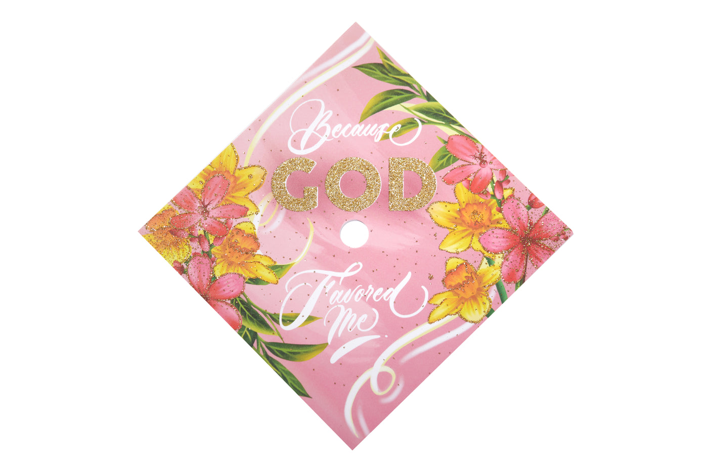 Graduation cap topper art print, Because god favored me