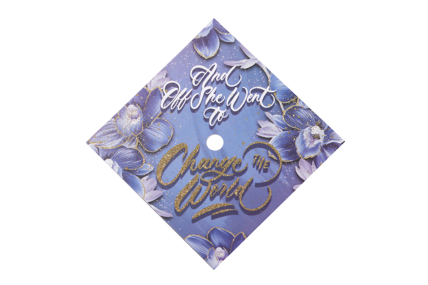 Graduation cap topper art print, And off she went to change the world