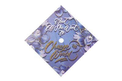 Graduation cap topper art print, And off she went to change the world