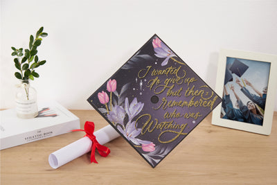 Graduation cap topper art print, I wanted to give up but then I remembered who was watching