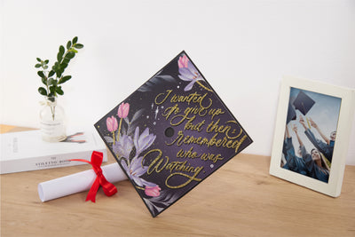 Graduation cap topper art print, I wanted to give up but then I remembered who was watching