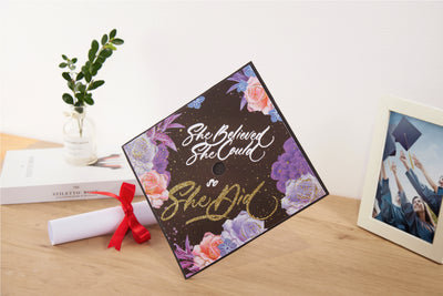 Graduation cap topper art print, She believed she could so she did