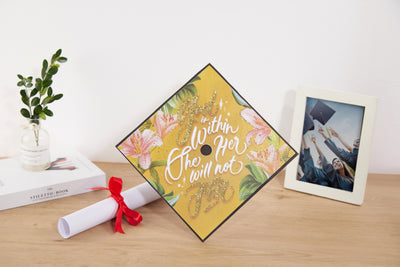 Graduation cap topper art print, God is within her she will not fall