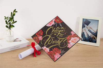 Graduation cap topper art print, Be the change in the world