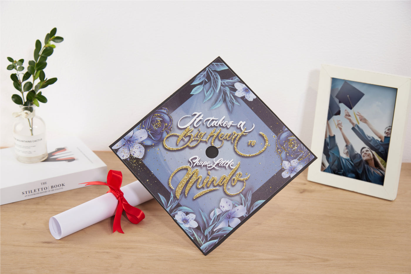 Graduation cap topper art print, It takes a big heart to shape little minds