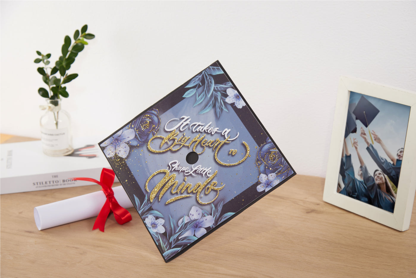 Graduation cap topper art print, It takes a big heart to shape little minds
