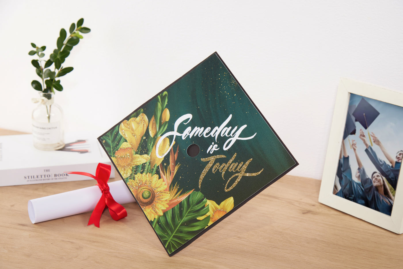 Graduation cap topper art print, Someday is today