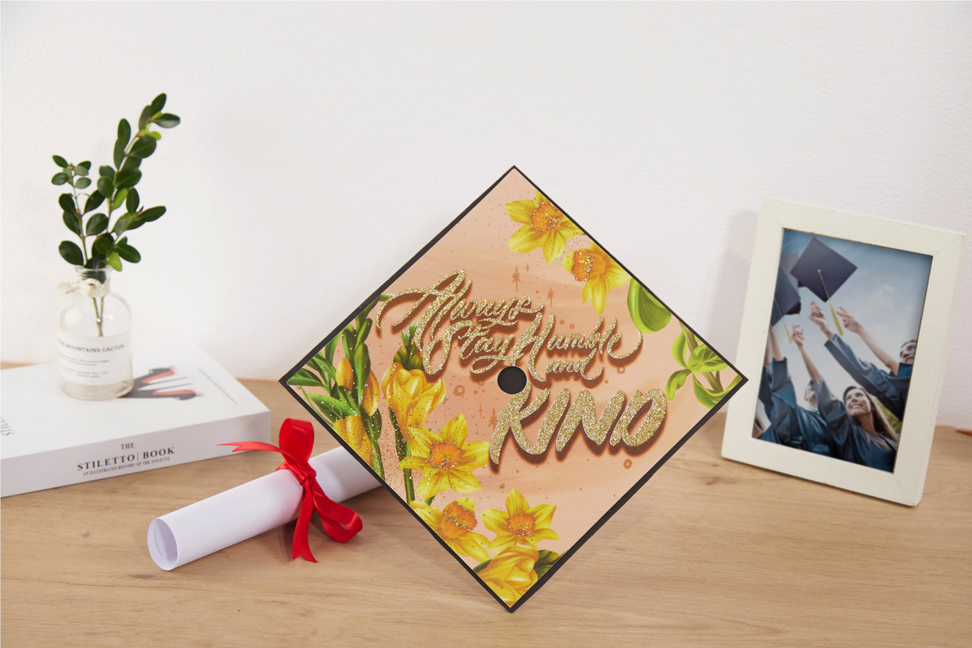 Graduation cap topper art print, Always stay humble and kind