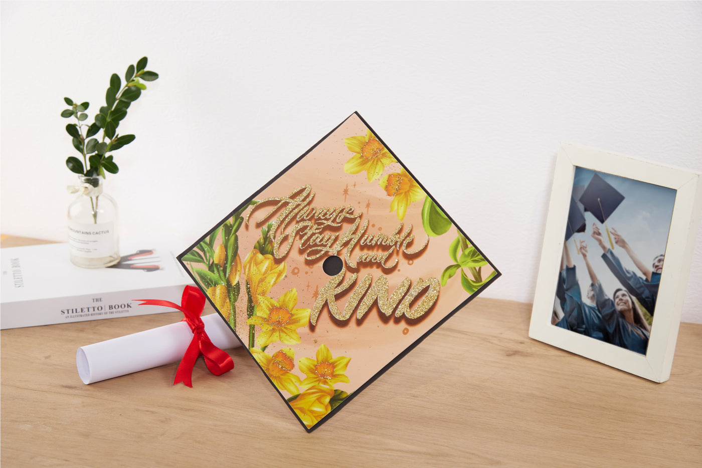 Graduation cap topper art print, Always stay humble and kind