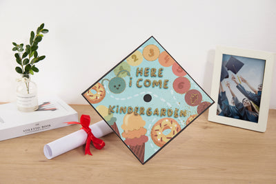Graduation cap topper art print, Here I come kindergarten