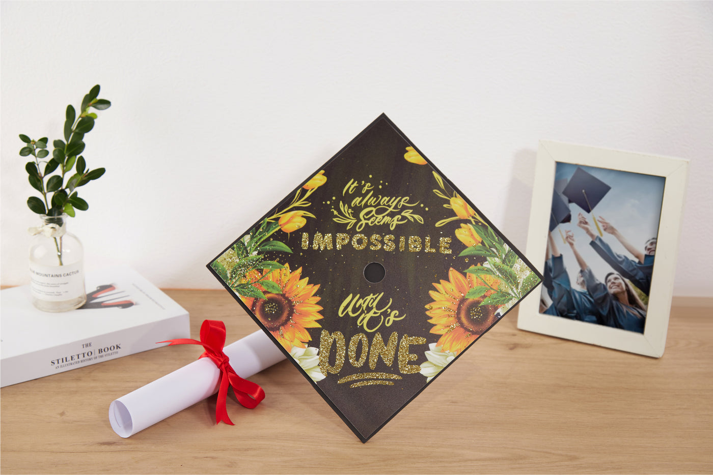 Graduation cap topper art print, It always seems impossible until it’s done