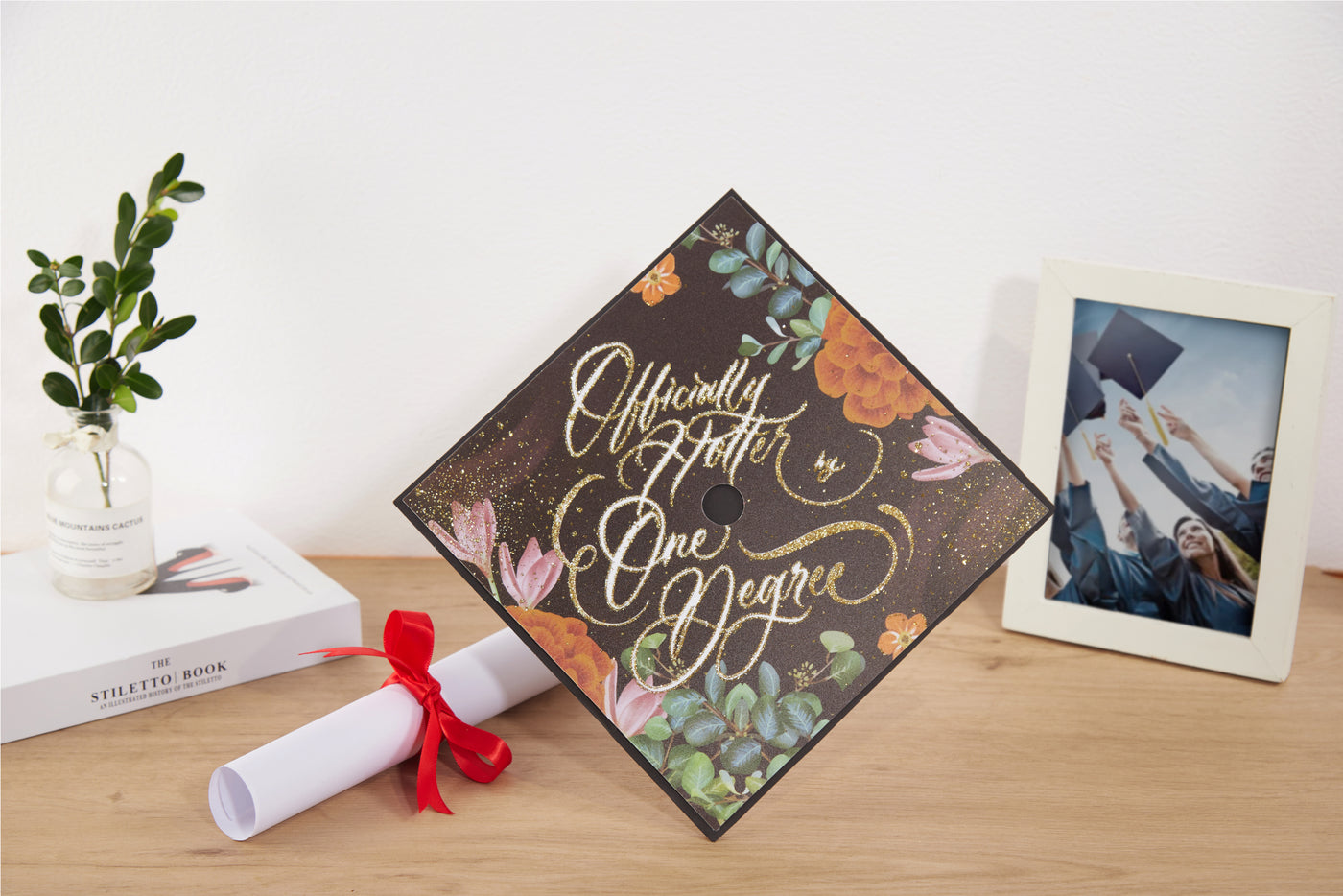 Graduation cap topper art print, Officially hotter by one degree