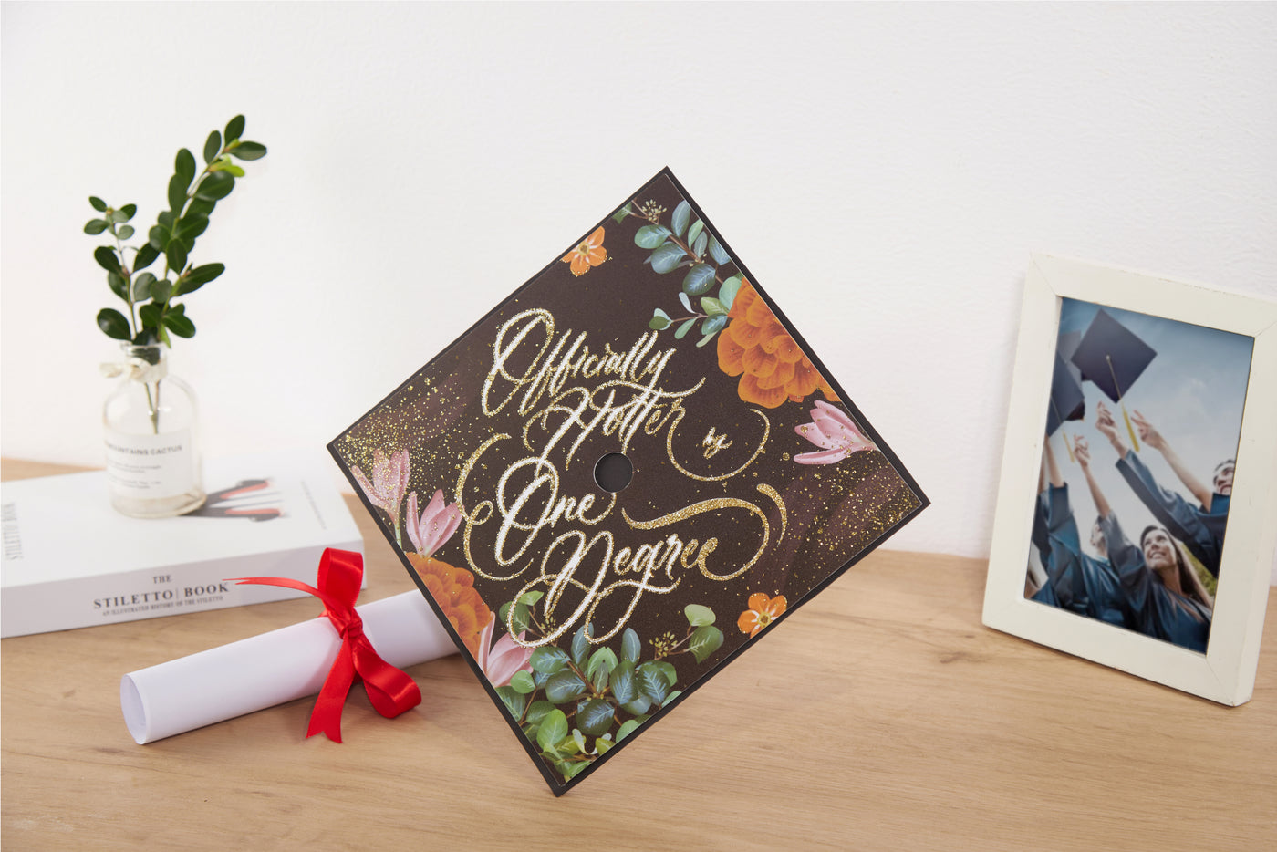 Graduation cap topper art print, Officially hotter by one degree