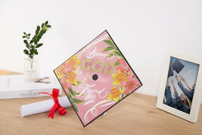 Graduation cap topper art print, Because god favored me